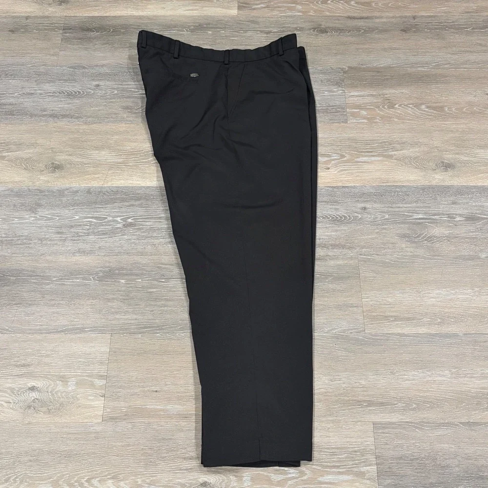Greg Norman Mens‎ Blk Golf Pants 40x29 Flat Front Performance Stretch Shark Logo